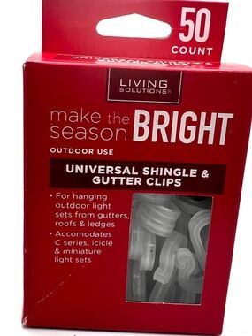 Living Solutions 50 Universal Shingle and Gutter Clips Outdoor Use Hanging Light